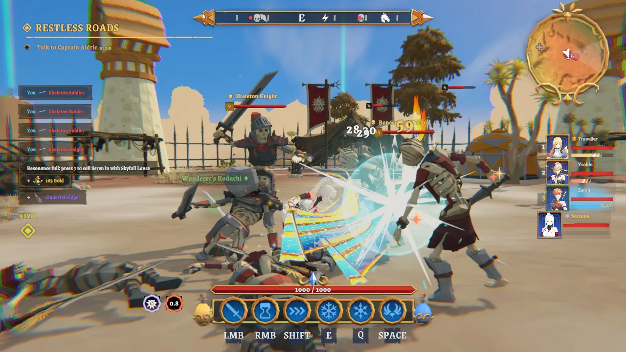 The heroine fighting skeletons inside a fort in Token Isles