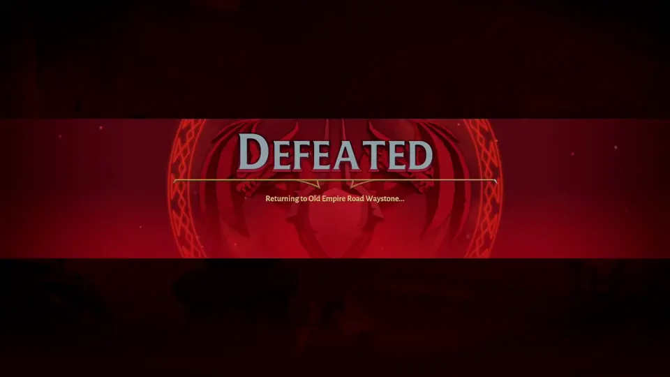 The defeat screen